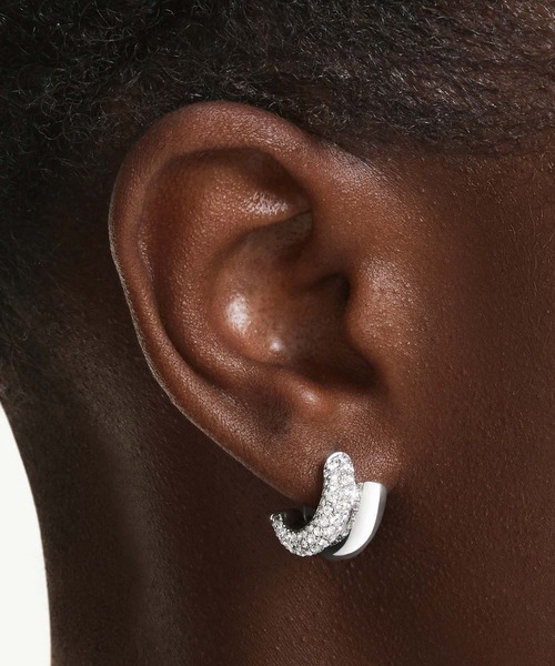 SWAROVSKI（スワロフスキー）の「【公式】【スワロフスキー】Dextera フープピアス, ラウンドカット, ミニ, ホワイト, ロジウム・プレーティング（バングル/リストバンド・レディース・ホワイト・ONE SIZE）」の2枚目の写真