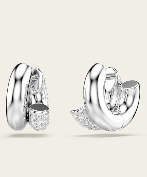SWAROVSKI（スワロフスキー）の「【公式】【スワロフスキー】Dextera フープピアス, ラウンドカット, ミニ, ホワイト, ロジウム・プレーティング（バングル/リストバンド・レディース・ホワイト・ONE SIZE）」の5枚目の写真