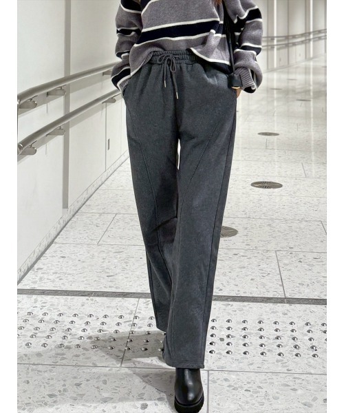 セール】【Shihoセレクト】裏起毛立体カーブパンツ（スウェットパンツ