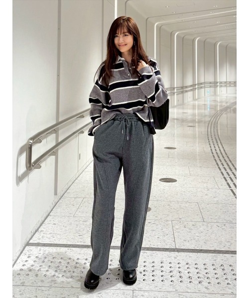 セール】【Shihoセレクト】裏起毛立体カーブパンツ（スウェットパンツ