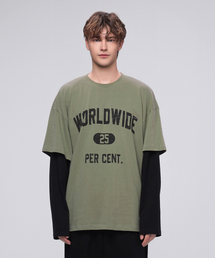 25PERCENTAGE（25パーセンテージ）の「25P Worldwide Logo Layered Long Sleeve T-shirt 25B41322KH（Tシャツ/カットソー）」