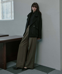 MOIREMOA（モアレモア）の「Wool Blend semi wide pants - Grayish Brown（スラックス）」