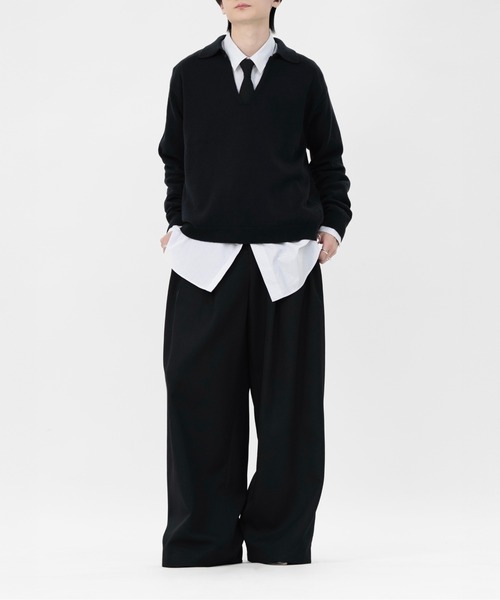 LAPIIS（ラピス）の「COTTON CASHMERE SKIPPER KNIT（ニット/セーター・メンズ・ブラック/グレー/ブラウン・MEDIUM/LARGE）」の4枚目の写真