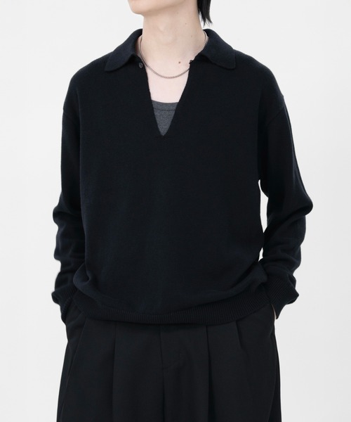 LAPIIS（ラピス）の「COTTON CASHMERE SKIPPER KNIT（ニット/セーター・メンズ・ブラック/グレー/ブラウン・MEDIUM/LARGE）」の9枚目の写真