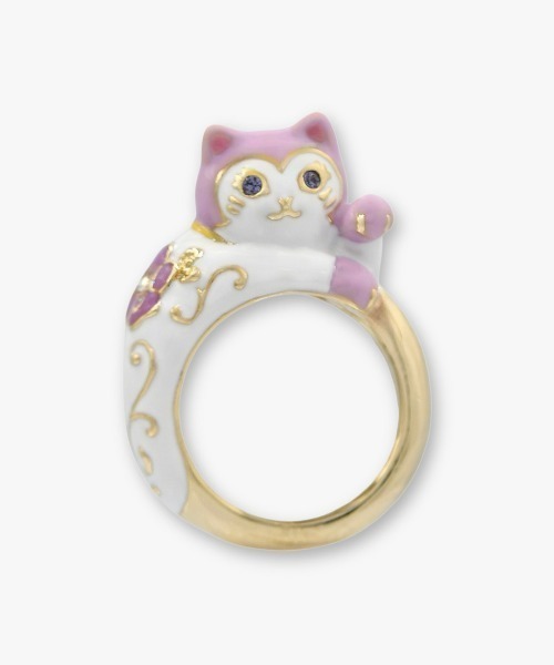 ANNA SUI(アナスイ)の「招き猫モチーフ リング(リング・レディース・パープル/ホワイト・L/LL)」の2枚目の写真