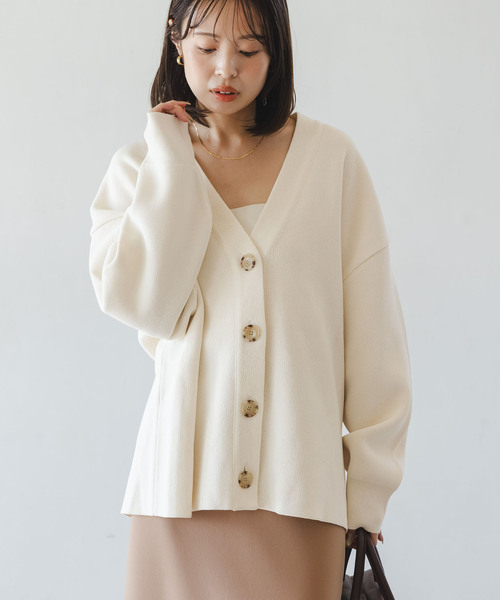 Noble（ノーブル）の「ファインハニカムVネックカーディガン（カーディガン/ボレロ・レディース・ブルー系その他/アイボリー/チャコールグレー・FREE）」の22枚目の写真