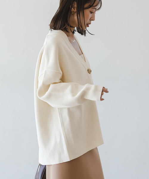 Noble（ノーブル）の「ファインハニカムVネックカーディガン（カーディガン/ボレロ・レディース・ブルー系その他/アイボリー/チャコールグレー・FREE）」の21枚目の写真