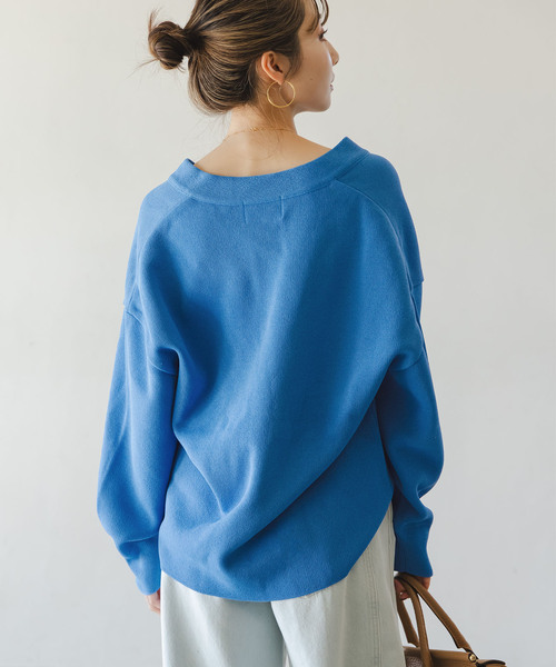 Noble（ノーブル）の「ファインハニカムVネックカーディガン（カーディガン/ボレロ・レディース・ブルー系その他/アイボリー/チャコールグレー・FREE）」の9枚目の写真