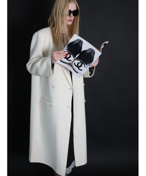 AMOMMA（アモマ）の「CASHMERE PADDED LONG COAT（チェスターコート・レディース・アイボリー・FREE）」の6枚目の写真
