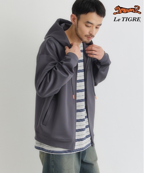 Right-on（ライトオン）の「Le TIGRE(ルティグレ)【メンズ】ダンボールロゴフルジップパーカー（パーカー・メンズ・ブラック/キナリ/ダークグレー・S/L/XL/M）」の3枚目の写真