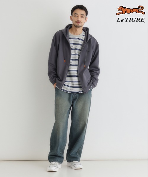 Right-on（ライトオン）の「Le TIGRE(ルティグレ)【メンズ】ダンボールロゴフルジップパーカー（パーカー・メンズ・ブラック/キナリ/ダークグレー・S/L/XL/M）」の15枚目の写真