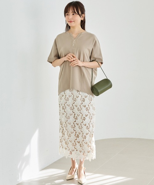 LAVEANGE(ラビアンジェ)の「【好機能シリーズ】接触冷感・吸水速乾|スキッパーパールプルオーバー(Tシャツ/カットソー・レディース・ベージュ/ネイビー/ブラック・4L/3L/LL/M/5L)」の14枚目の写真