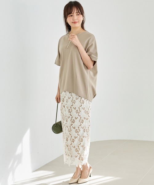 LAVEANGE(ラビアンジェ)の「【好機能シリーズ】接触冷感・吸水速乾|スキッパーパールプルオーバー(Tシャツ/カットソー・レディース・ベージュ/ネイビー/ブラック・4L/3L/LL/M/5L)」の16枚目の写真