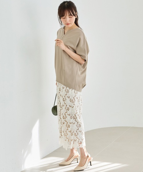 LAVEANGE(ラビアンジェ)の「【好機能シリーズ】接触冷感・吸水速乾|スキッパーパールプルオーバー(Tシャツ/カットソー・レディース・ベージュ/ネイビー/ブラック・4L/3L/LL/M/5L)」の17枚目の写真