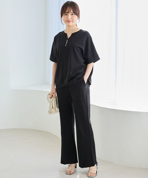 LAVEANGE(ラビアンジェ)の「【好機能シリーズ】接触冷感・吸水速乾|スキッパーパールプルオーバー(Tシャツ/カットソー・レディース・ベージュ/ネイビー/ブラック・4L/3L/LL/M/5L)」の22枚目の写真