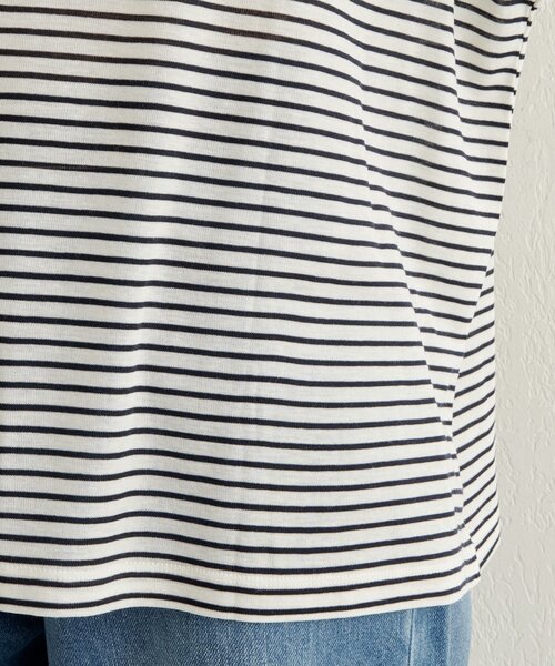 Omekashi(オメカシ)の「ボーダーオフショルロングTシャツ(Tシャツ/カットソー・レディース・オフホワイト/ブラック/ベージュ・FREE)」の9枚目の写真