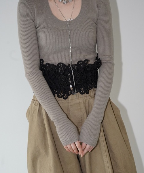 chuclla（チュクラ）の「Uネックリブニットトップス chw26s041（ニット/セーター・レディース・ブラック/ホワイト/グレー・FREE）」の17枚目の写真