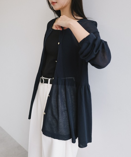 andme(アンドミー)の「UVカット接触冷感ペプラム2wayシアーカーディガントップス(カーディガン/ボレロ・レディース・ライトグレー/ネイビー/スミクロ/モカ/オフホワイト・M)」の6枚目の写真