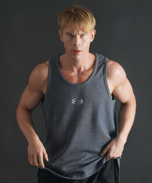 PHERMENON（フェルメノン）の「スタンダードロゴ切替ノースリーブ - ブルーグレー（Tシャツ/カットソー・メンズ・その他・2/1）」の2枚目の写真