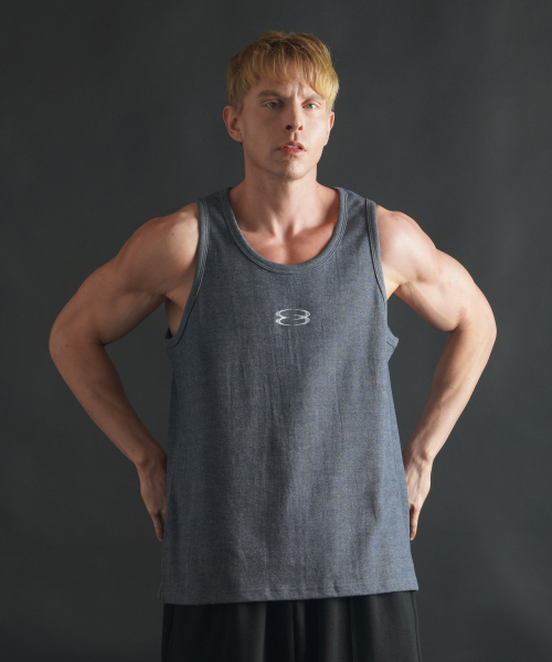 PHERMENON（フェルメノン）の「スタンダードロゴ切替ノースリーブ - ブルーグレー（Tシャツ/カットソー・メンズ・その他・2/1）」の3枚目の写真