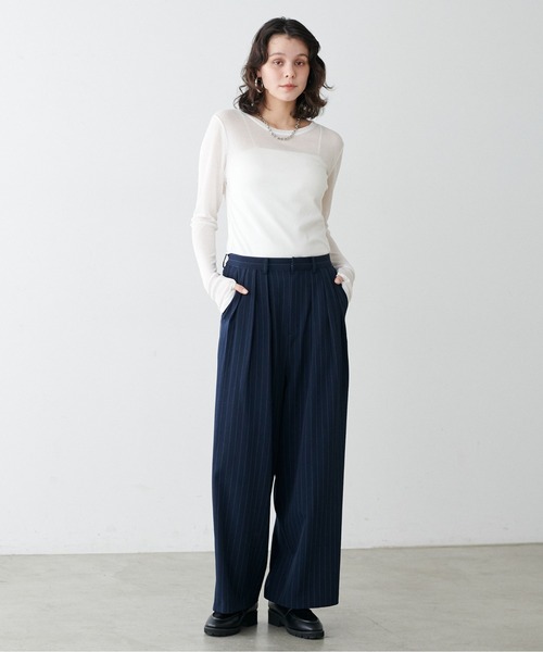 LARUTA（ラルータ）の「【LARUTA】シアバター加工シアークルーネックプルオーバー（Tシャツ/カットソー・レディース・オフホワイト/サックスブルー/ブラック/イエロー/ライトグレー・FREE）」の10枚目の写真