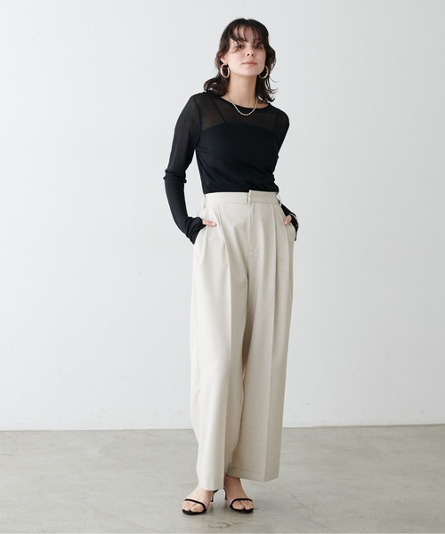 LARUTA（ラルータ）の「【LARUTA】シアバター加工シアークルーネックプルオーバー（Tシャツ/カットソー・レディース・オフホワイト/サックスブルー/ブラック/イエロー/ライトグレー・FREE）」の12枚目の写真