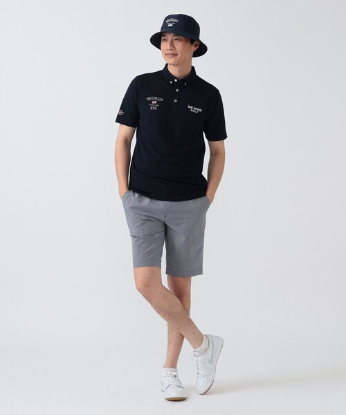 BEAMS GOLF(ビームスゴルフ)の「PURPLE LABEL / BROOKLYN ブロック型ジャカード ポロシャツ(ポロシャツ・レディース・ホワイト/ネイビー/ベージュ・MEDIUM/SMALL/X-LARGE/LARGE)」の7枚目の写真