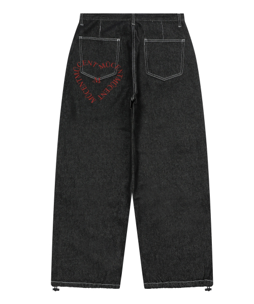 MUCENT(ムセント)の「シグニチャーハートレタリングバックロゴデニムパンツ 男女共用(デニムパンツ・レディース・ブラック・FREE)」の4枚目の写真