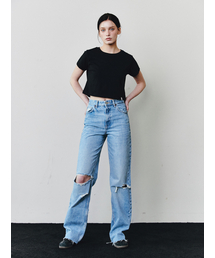 AS BASIC ROUND CROP T [BLACK]
