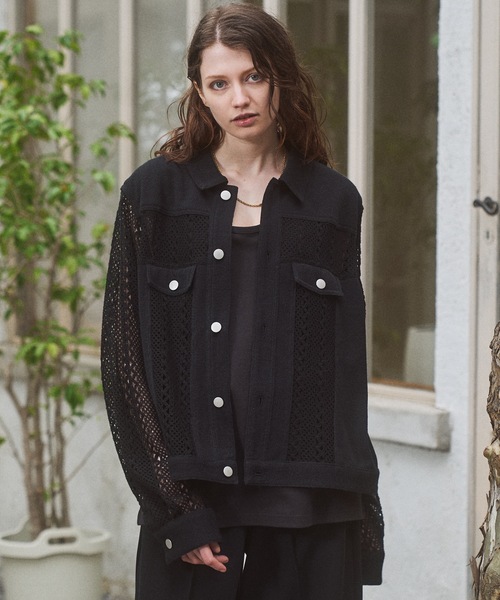 CASPER JOHN(キャスパージョン)の「Lace docking G-jumper/レースドッキング Gジャン(デニムジャケット・メンズ・ブラック/ネイビー・LARGE/MEDIUM/SMALL/X-SMALL)」の1枚目の写真