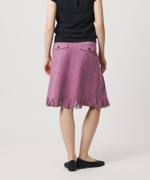 ATTISESSION（アティセッション）の「＜ATTISESSION＞スエードライク フリンジ スカート（スカート・レディース・パープル/オリーブ・38/36）」の2枚目の写真