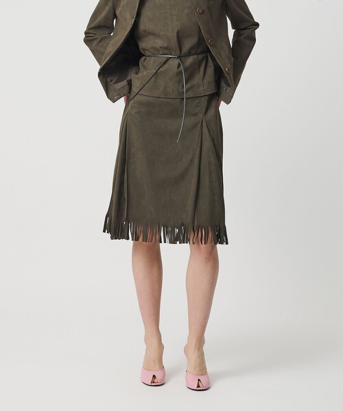 ATTISESSION（アティセッション）の「＜ATTISESSION＞スエードライク フリンジ スカート（スカート・レディース・パープル/オリーブ・38/36）」の16枚目の写真