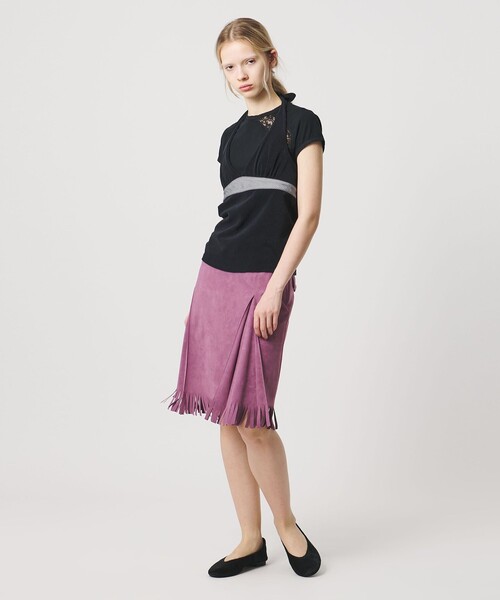 ATTISESSION（アティセッション）の「＜ATTISESSION＞スエードライク フリンジ スカート（スカート・レディース・パープル/オリーブ・38/36）」の19枚目の写真