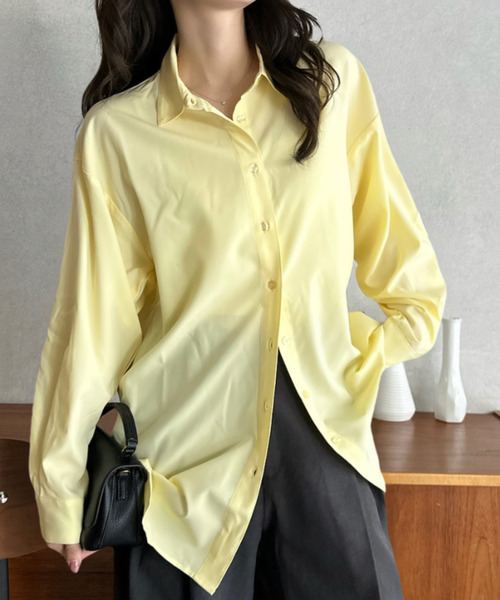 Eclat one(エクラワン)の「【Eclat one】ベーシック レギュラーカラー オーバーサイズ シャツ(シャツ/ブラウス・レディース・イエロー/オフホワイト/ブルー・M)」の13枚目の写真