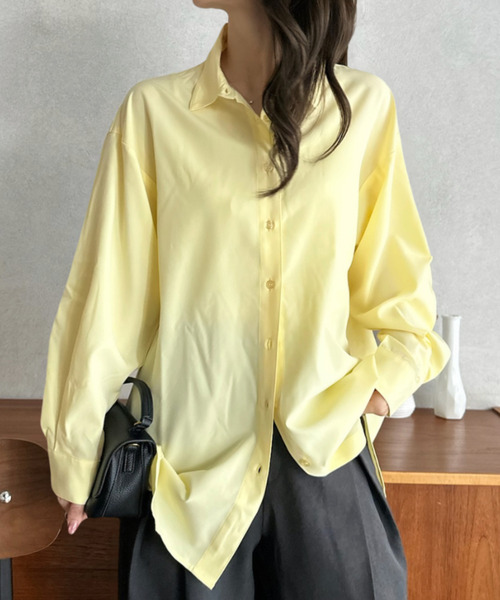 Eclat one(エクラワン)の「【Eclat one】ベーシック レギュラーカラー オーバーサイズ シャツ(シャツ/ブラウス・レディース・イエロー/オフホワイト/ブルー・M)」の15枚目の写真