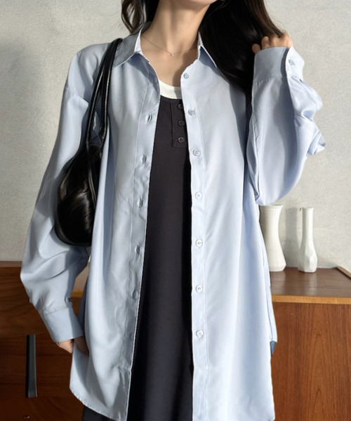 Eclat one(エクラワン)の「【Eclat one】ベーシック レギュラーカラー オーバーサイズ シャツ(シャツ/ブラウス・レディース・イエロー/オフホワイト/ブルー・M)」の10枚目の写真