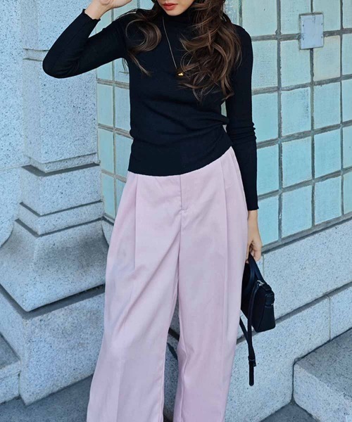 esutoreja（エストレジャ）の「タートルネックリブニットトップス（ニット/セーター・レディース・ベージュ/ブラウン/ピンク/ブルー/グレー/ブラック・FREE）」の9枚目の写真