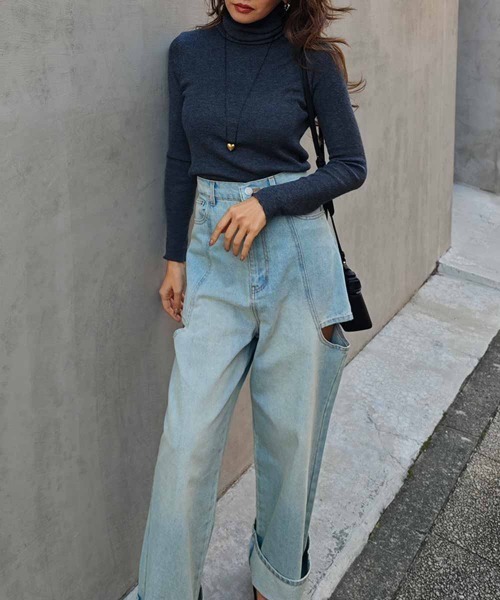 esutoreja（エストレジャ）の「タートルネックリブニットトップス（ニット/セーター・レディース・ベージュ/ブラウン/ピンク/ブルー/グレー/ブラック・FREE）」の18枚目の写真