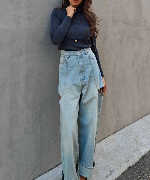 esutoreja（エストレジャ）の「タートルネックリブニットトップス（ニット/セーター・レディース・ベージュ/ブラウン/ピンク/ブルー/グレー/ブラック・FREE）」の19枚目の写真