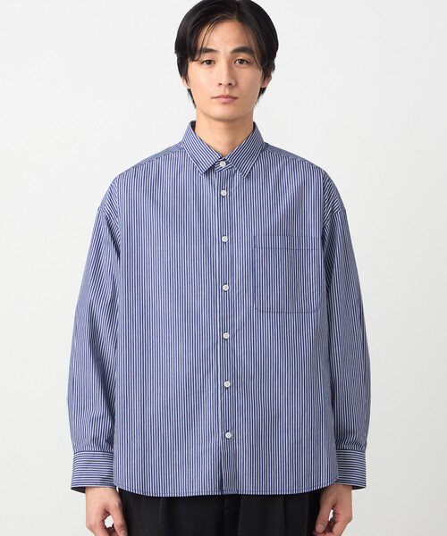 Purple&Yellow（パープルアンドイエロー）の「バック刺繍 ストライプシャツ（シャツ/ブラウス・メンズ・ブラック/ネイビー・MEDIUM/SMALL/LARGE）」の15枚目の写真