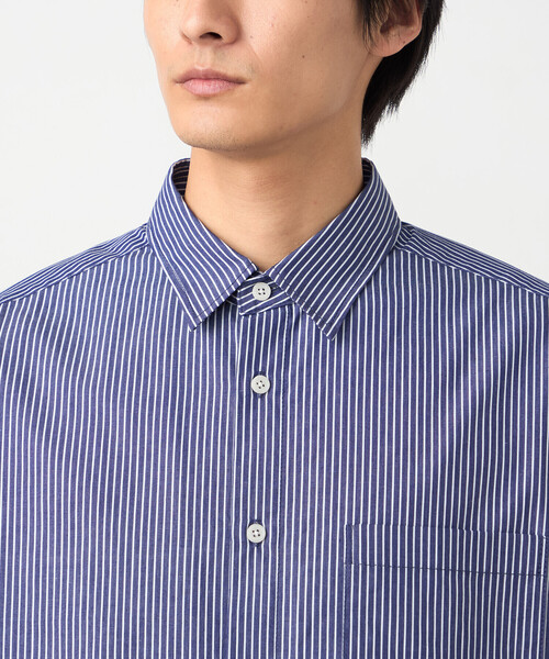 Purple&Yellow（パープルアンドイエロー）の「バック刺繍 ストライプシャツ（シャツ/ブラウス・メンズ・ブラック/ネイビー・MEDIUM/SMALL/LARGE）」の19枚目の写真