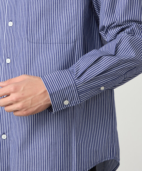 Purple&Yellow（パープルアンドイエロー）の「バック刺繍 ストライプシャツ（シャツ/ブラウス・メンズ・ブラック/ネイビー・MEDIUM/SMALL/LARGE）」の21枚目の写真