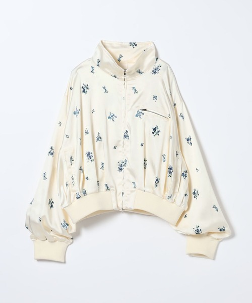 JEANASIS（ジーナシス）の「フラワーサテンブルゾン/645286（ブルゾン・レディース・ホワイト系その他/ブラック系その他・FREE）」の2枚目の写真