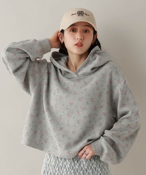 RAGEBLUE（レイジブルー）の「ワッフルフラワーパーカー（パーカー・レディース・グレー/ピンク・FREE）」の2枚目の写真