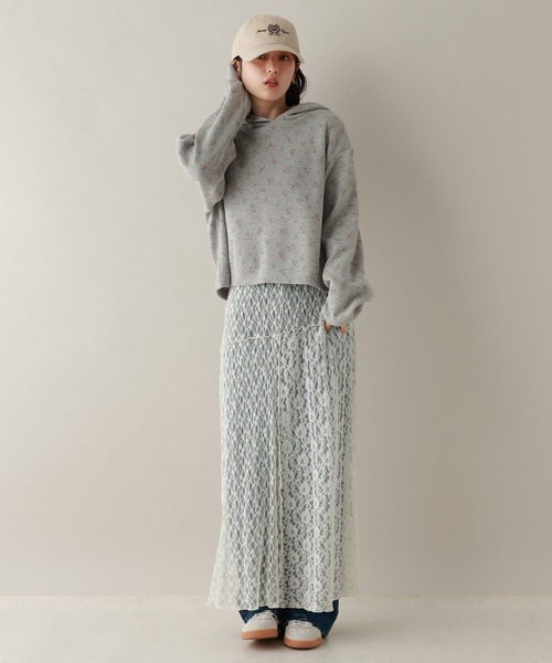 RAGEBLUE（レイジブルー）の「ワッフルフラワーパーカー（パーカー・レディース・グレー/ピンク・FREE）」の3枚目の写真