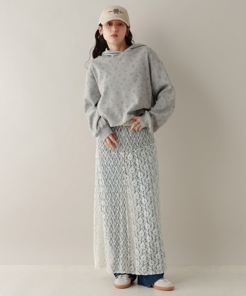 RAGEBLUE（レイジブルー）の「ワッフルフラワーパーカー（パーカー・レディース・グレー/ピンク・FREE）」の4枚目の写真