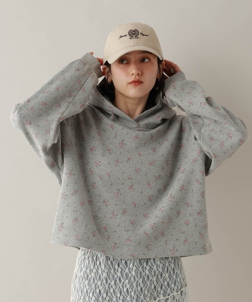 RAGEBLUE（レイジブルー）の「ワッフルフラワーパーカー（パーカー・レディース・グレー/ピンク・FREE）」の7枚目の写真