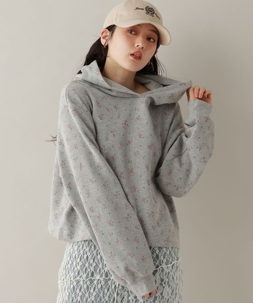 RAGEBLUE（レイジブルー）の「ワッフルフラワーパーカー（パーカー・レディース・グレー/ピンク・FREE）」の8枚目の写真