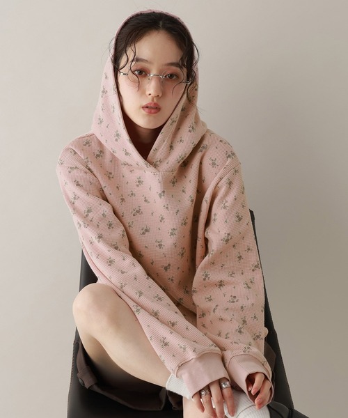 RAGEBLUE（レイジブルー）の「ワッフルフラワーパーカー（パーカー・レディース・グレー/ピンク・FREE）」の13枚目の写真