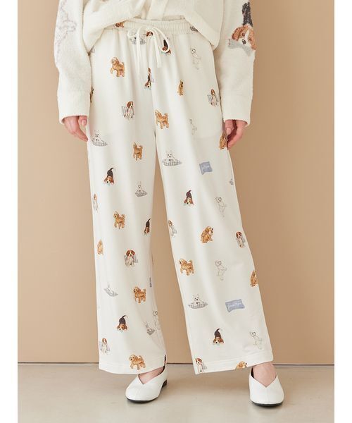 セール】【UNISEX】プレイフルDOG柄ロングパンツ（ルームウェア